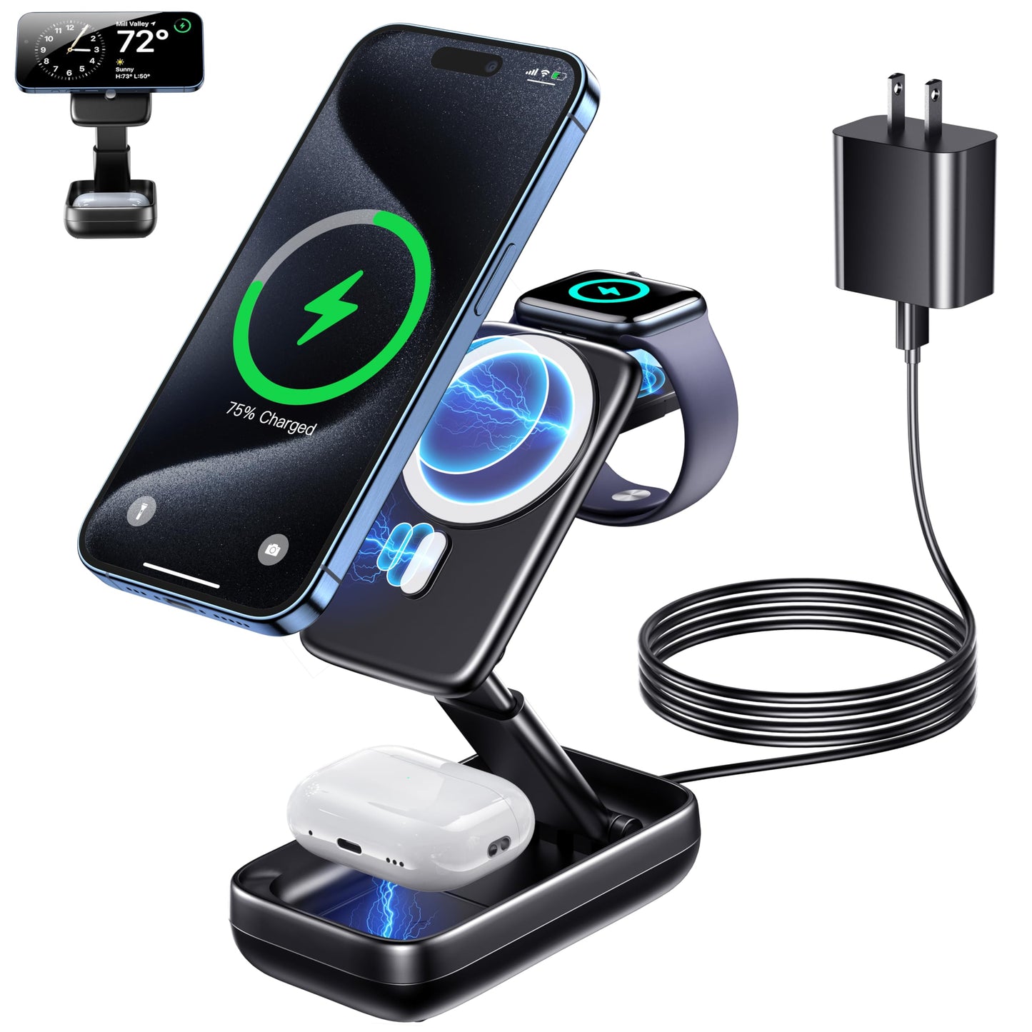 3 in 1 Wireless Charging Station for Apple Devices