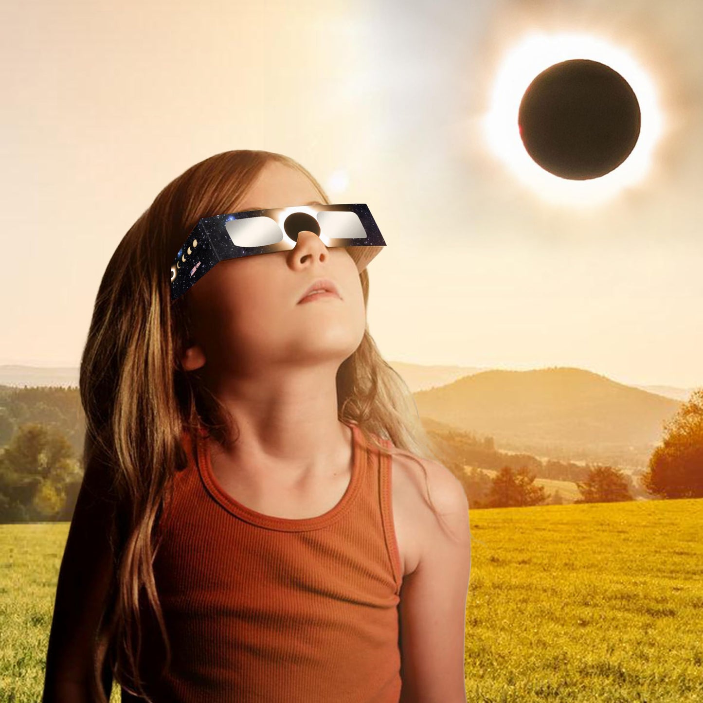 QONBINK Solar Eclipse Glasses Approved 2024, CE and ISO Certified Solar Eclipse Observation Glasses, Safe Shades (12 Pack)
