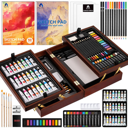 Deluxe Wooden Art Set for Drawing and Painting