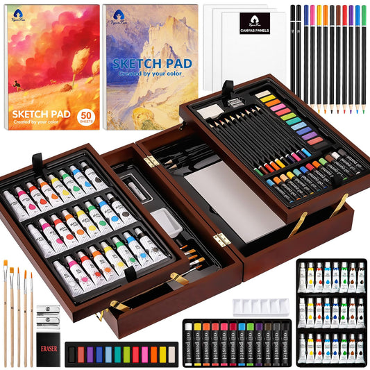 Deluxe Wooden Art Set for Drawing and Painting