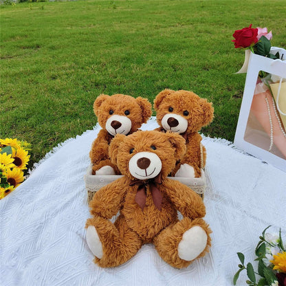 UHousDeco 3-Packs 13.5 inches Brown Teddy Bear Cute Stuffed Plush Animals Bulk Toys for Wedding