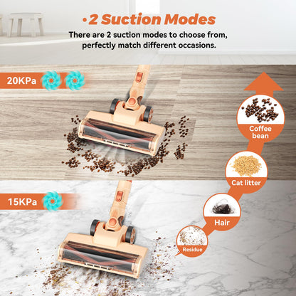 DEVOAC Cordless Vacuum Cleaner, Ultra-Lightweight Stick Vacuum, 2200mAh Battery Up to 40mins Runtime, 6 in 1 Powerful Handheld Vacuum for Home Hard Floor Carpet Pet Hair (Sunset)