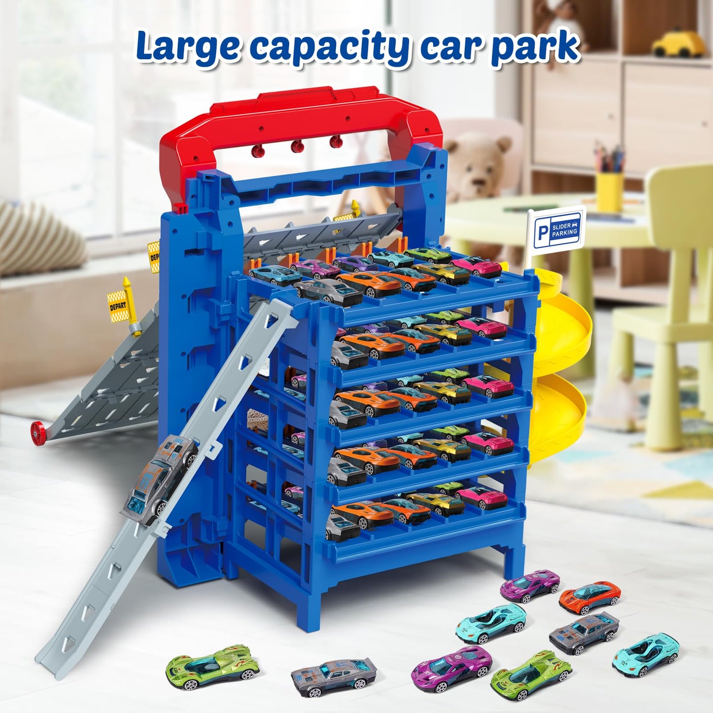10 Cars Parking Track Toy for Boys Ages 3-8