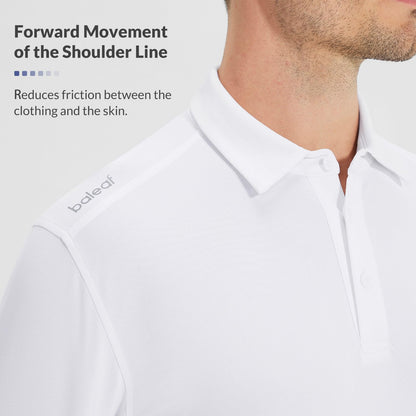BALEAF Men‘s Polo Shirts Quick Dry Athletic Sport Work Shirts UPF 50+ White Large