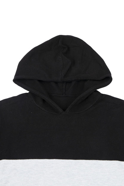 X RAY Mens Hoodies Long Sleeve Sweater for Fall, Color Block Stretch Hooded Pullover Sweatshirts for Men, Black & Heather Grey, Large