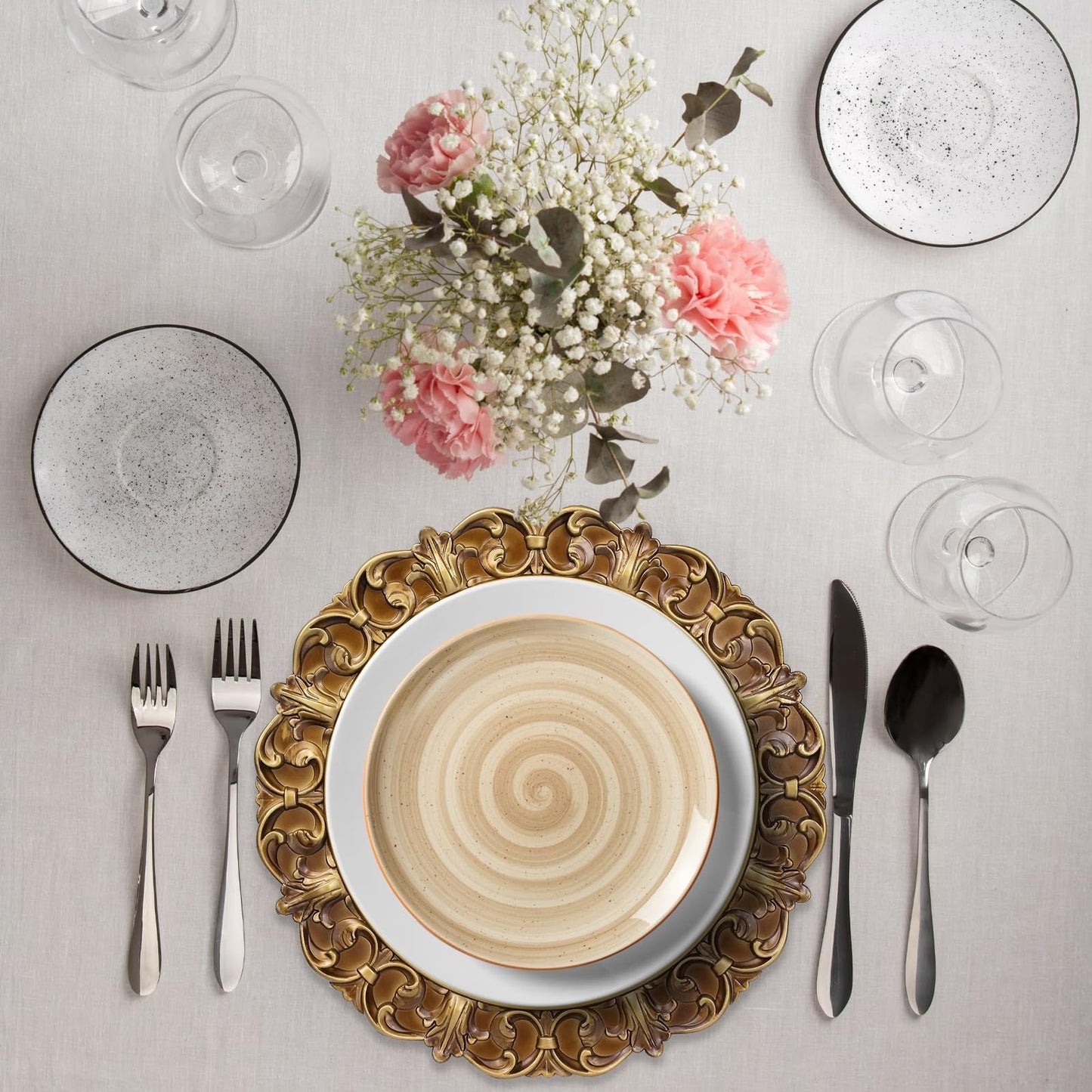 Set of 6 Decorative Charger Plates for Events
