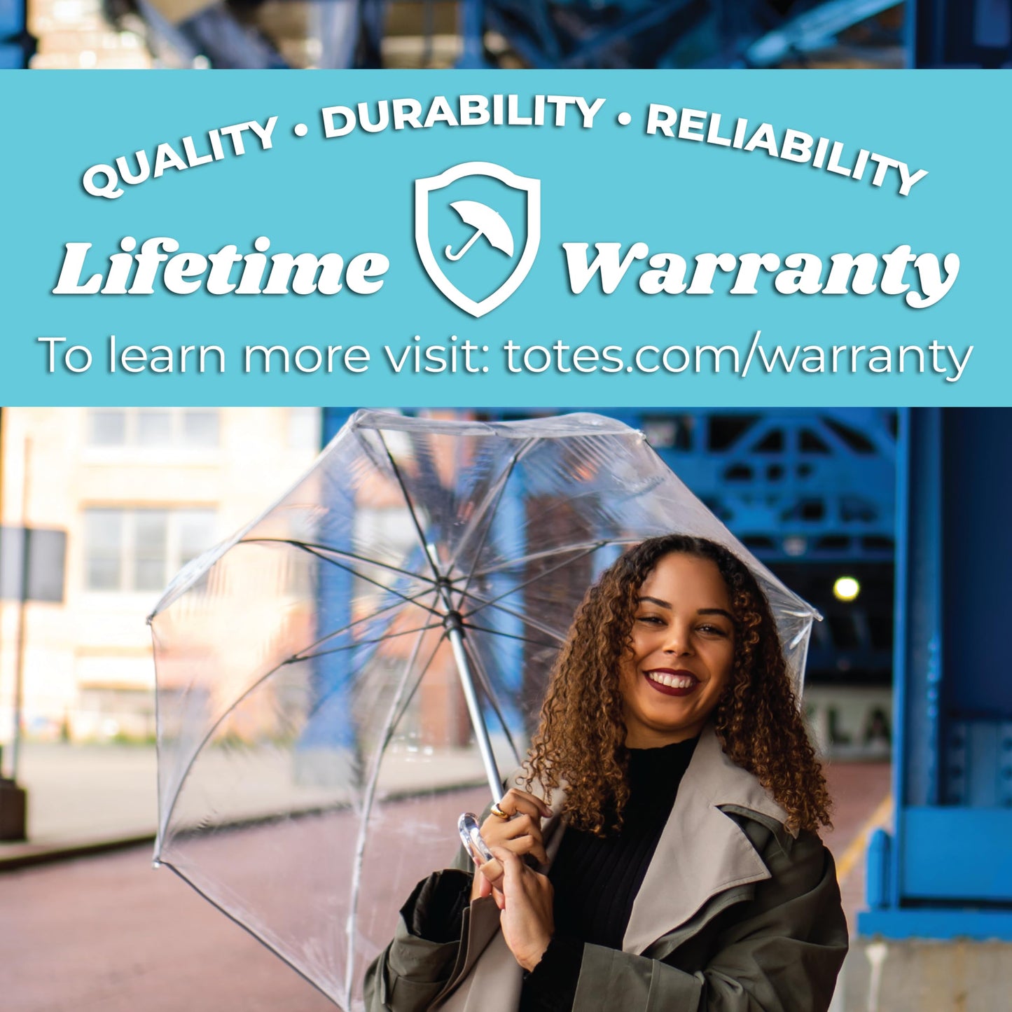 totes Clear Dome Umbrella for Wind & Rain