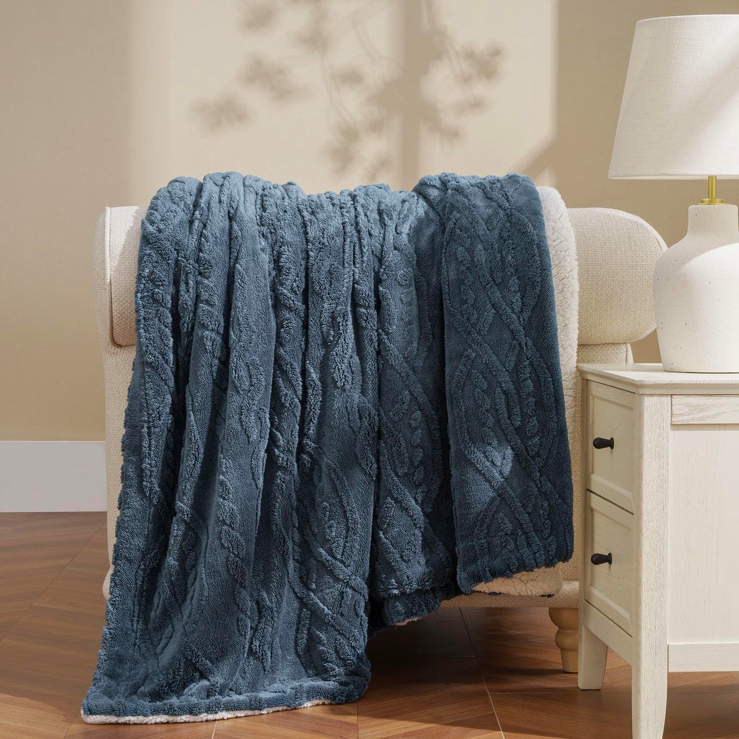 EVERGRACE Cozy Reversible Sherpa Fleece Throw Blanket