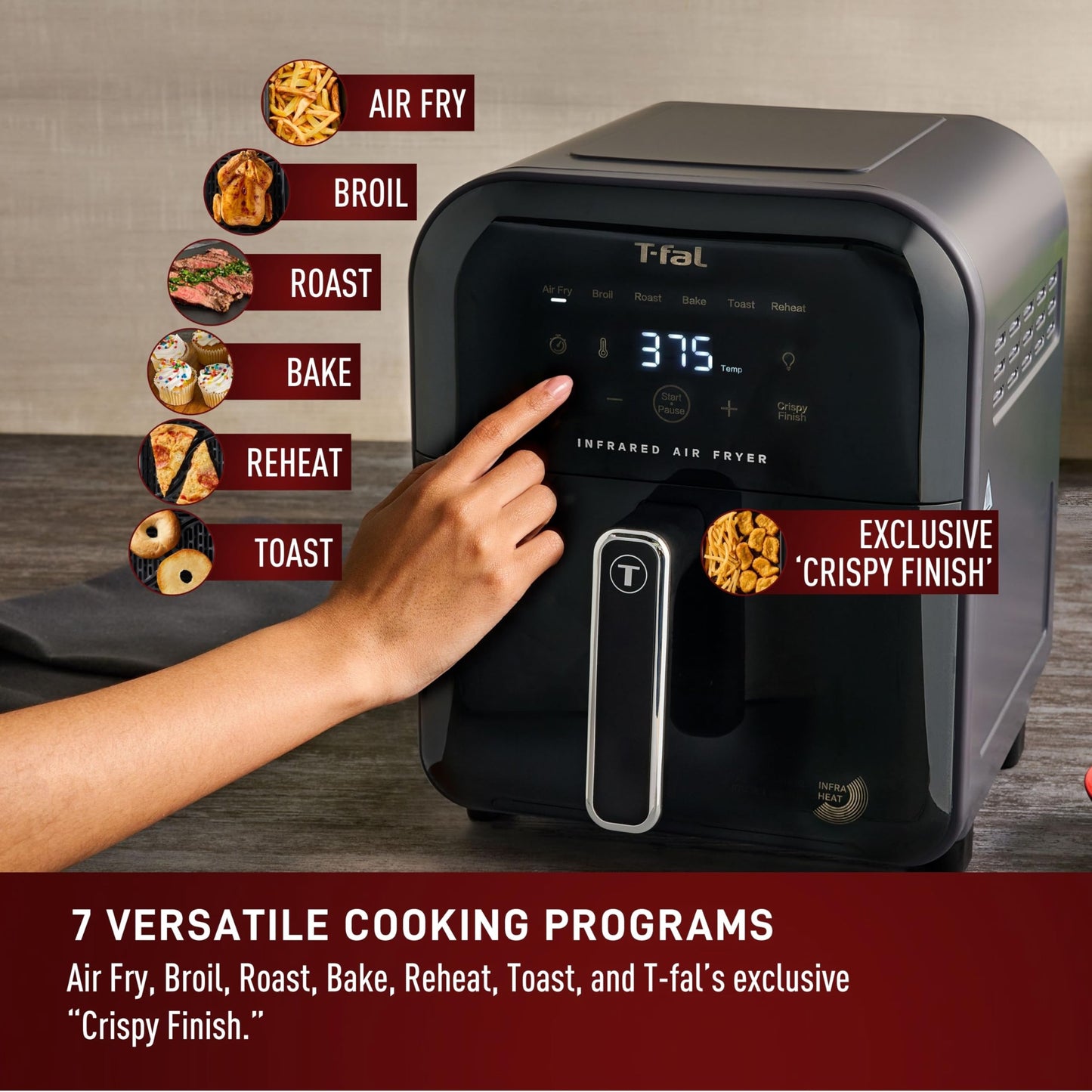 T-Fal 6qt Digital Air Fryer with 7-in-1 Functions