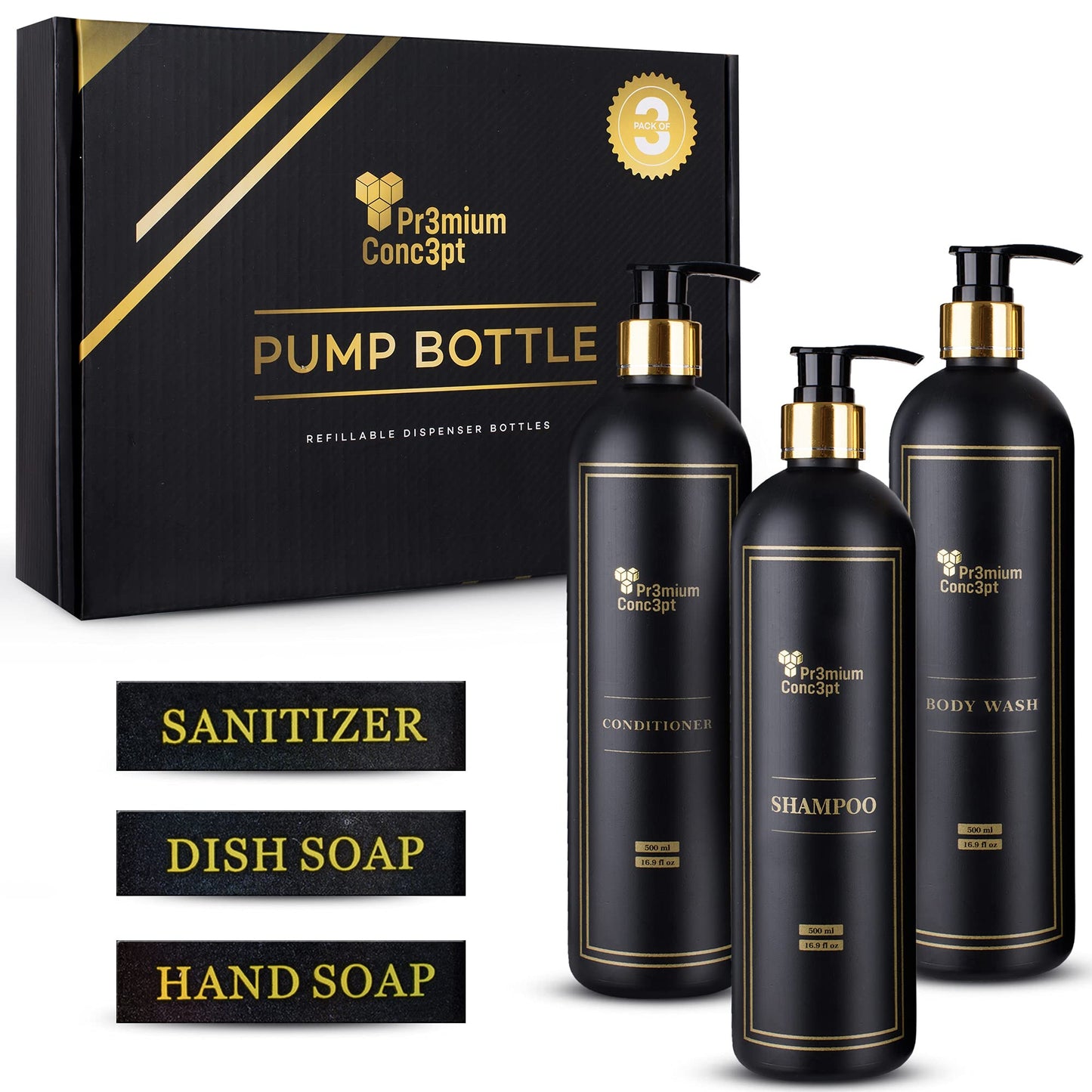 Plastic Pump Bottles Set for Shower Use