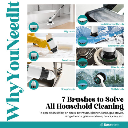 RotaShine Electric Spin Scrubber with 7 Heads