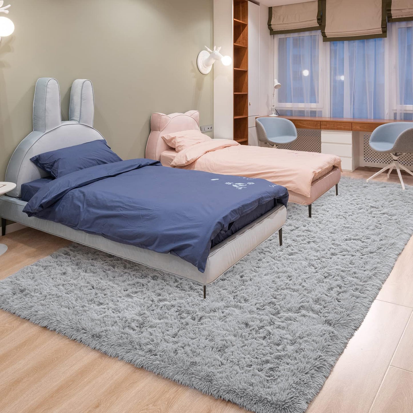 QXKAKA Soft Grey 4x6 Area Rugs for Living Room Bedroom, Shag Shaggy Floor Rug Fuzzy Fluffy Carpet Soft Plush Furry Rug, Machine Washable Large Rug for Kids Home Decor Aesthetic, Gray