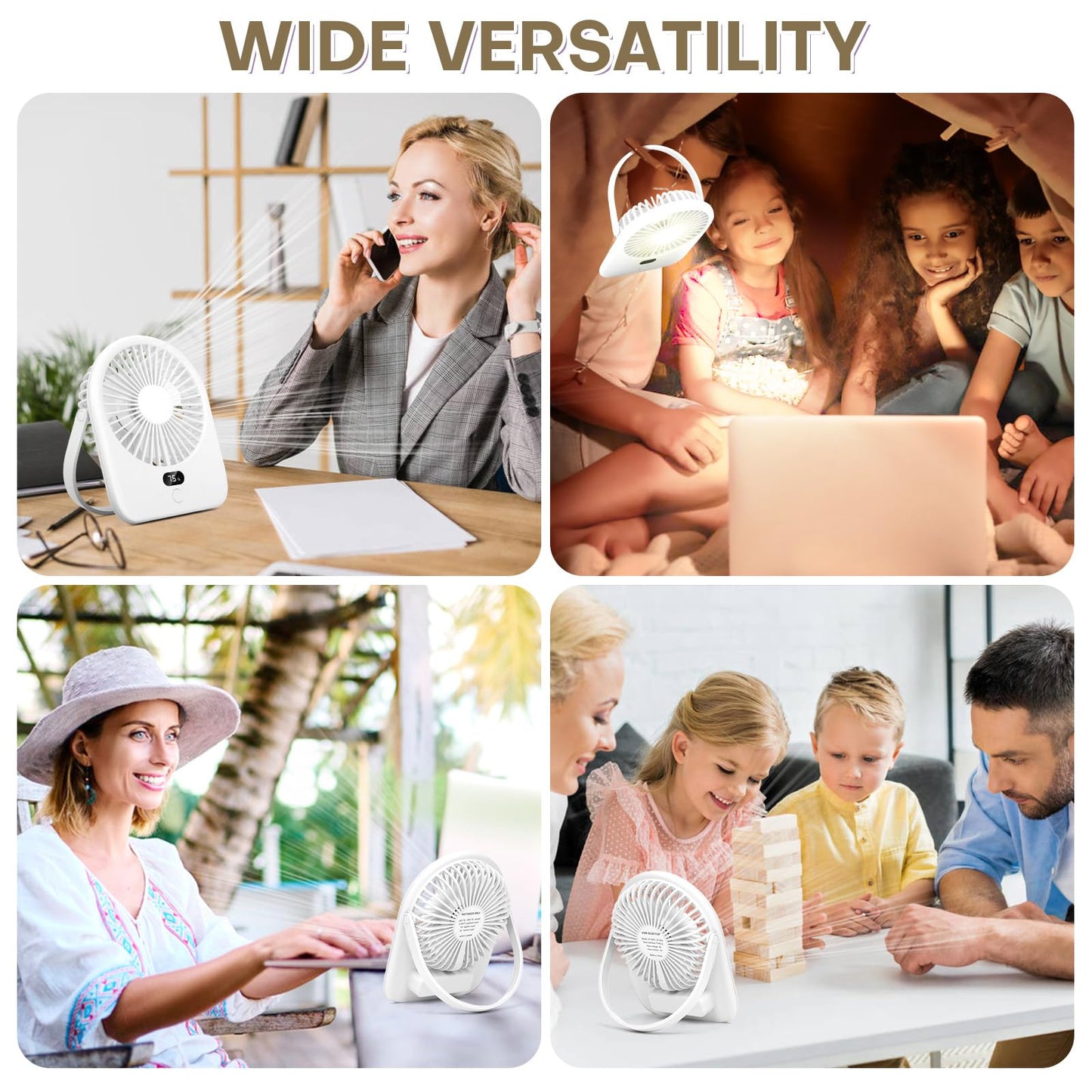 Portable Rechargeable Desk Fan with LED Light