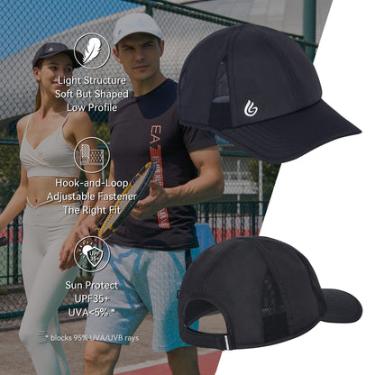 Gisdanchz Running Hat for Men and Women, Womens Mens Running Cap Golf Hat Tennis Hat, Quick Dry Workout Hat, Performance Exercise Athletic Gym Hat Sports Hat for Women Men, Black/White, M