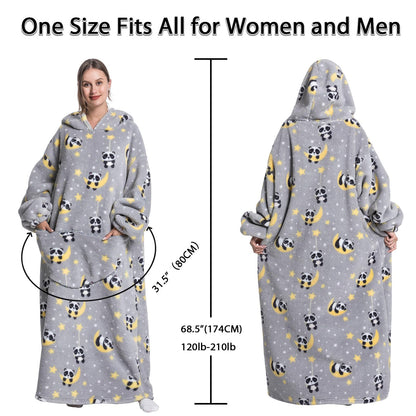 Pterygoid Blanket Hoodie Extra Long,Wearable Blanket with Sleeve for Women Men,Hoodie Blanket with Huge Pocket and Hooded