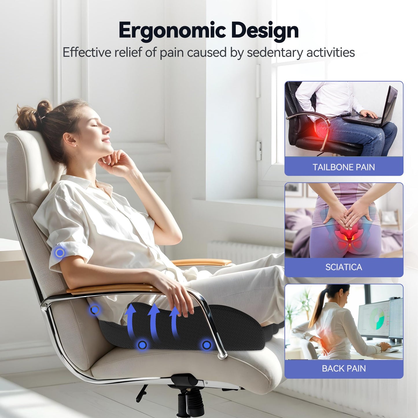 X Large Memory Foam Seat Cushion for Pain Relief