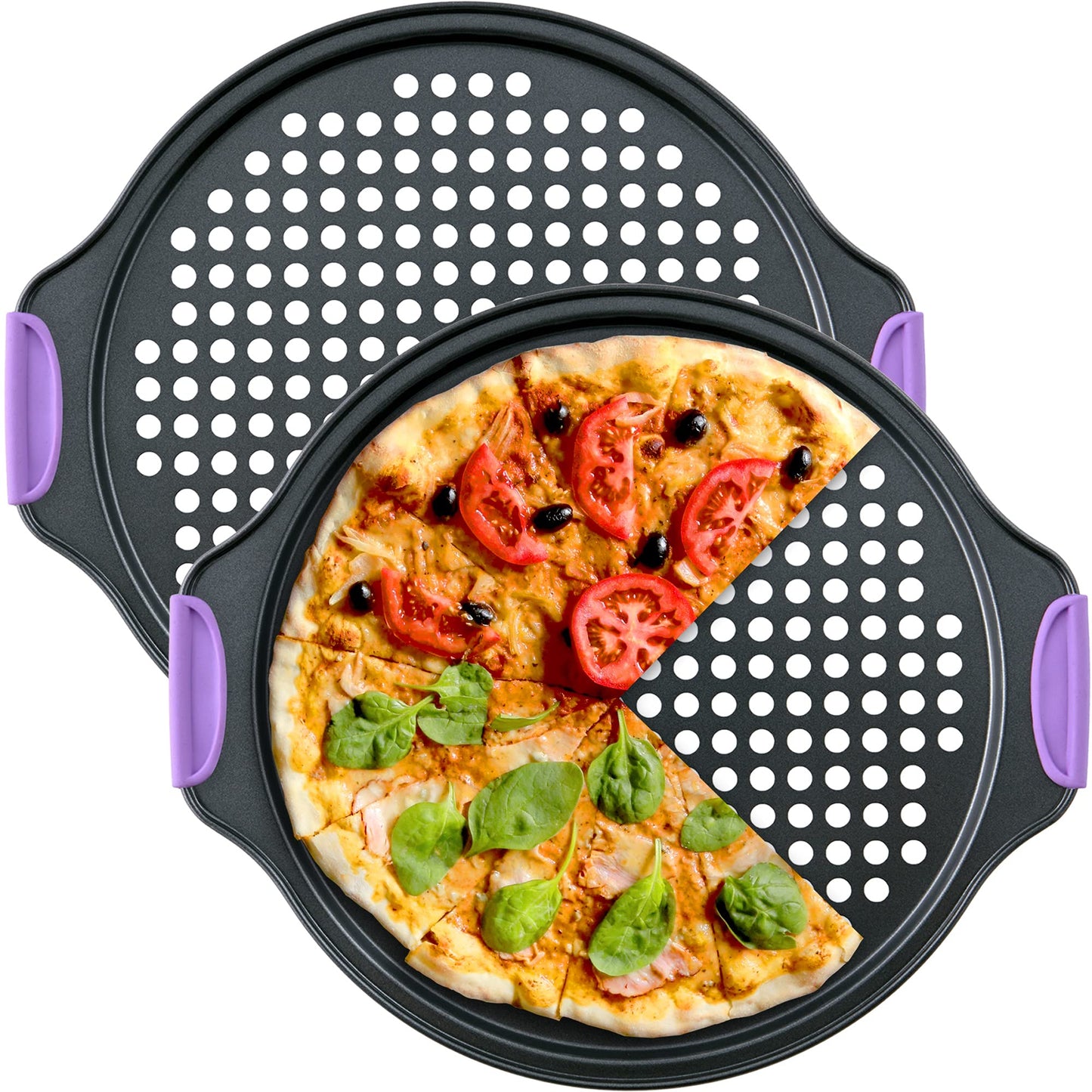 13-Inch Non-Stick Pizza Pan Set with Handles
