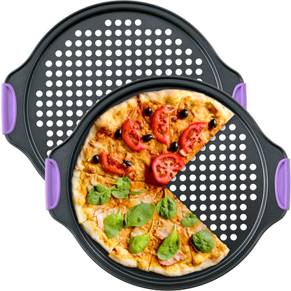 13-Inch Non-Stick Pizza Pan Set with Handles