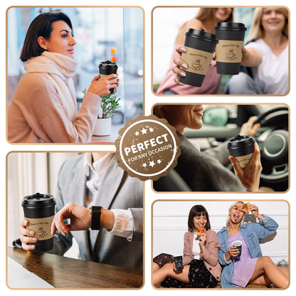 AIRE 100 Pack 16 oz Coffee Cups with Lids, Disposable Coffee Cups for Hot & Cold Drinks, To Go Coffee Cups with Lids for Coffee, Tea, Chocolate, Juice, Insulated Paper Coffee Cups