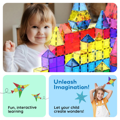 PicassoTiles 100-Piece Clear Magnetic Building Set