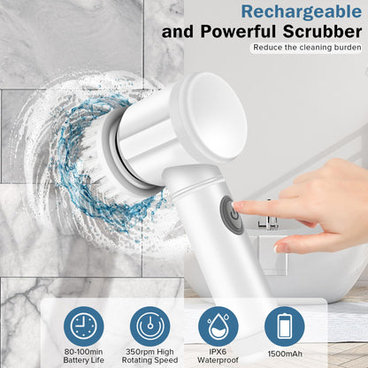 LEKISHE Electric Spin Scrubber,Bathroom Cleaning Scrubber Rechargeable Shower Scrubber for Cleaning Tile,Floor,Sink,Window,Power Scrubber Cordless with 7 Replaceable Cleaning Brush Heads