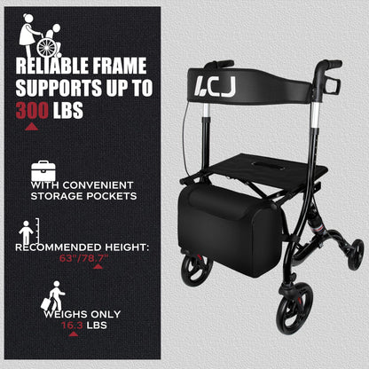 Mobility Walker with Seat and Shopping Bag