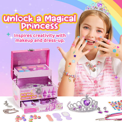 Kids Washable Makeup Kit with Mirror & Jewelry