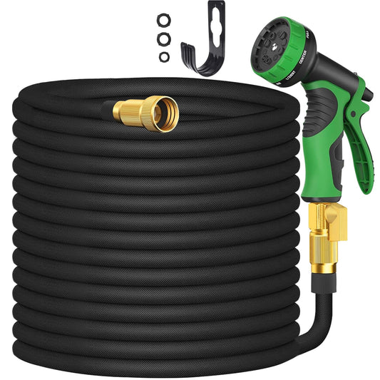 100ft Garden Hose with Brass Fittings and Nozzle