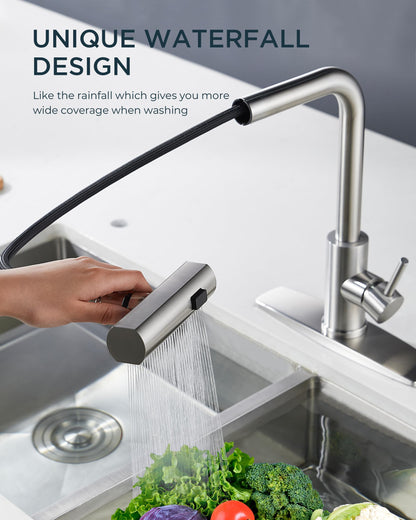 FORIOUS Brushed Nickel Kitchen Faucet with Sprayer