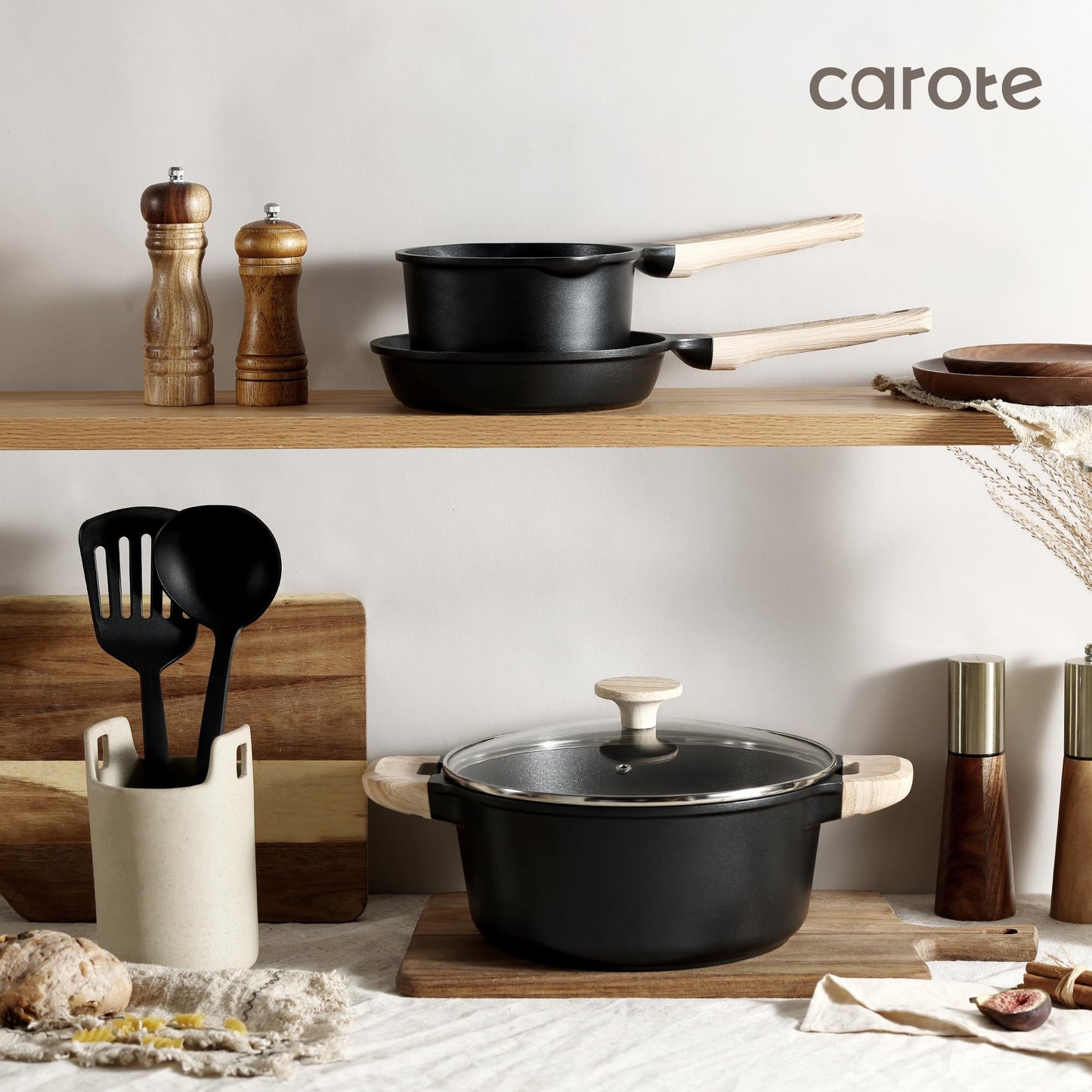 8-Piece CAROTE Nonstick Cookware Set with Lids