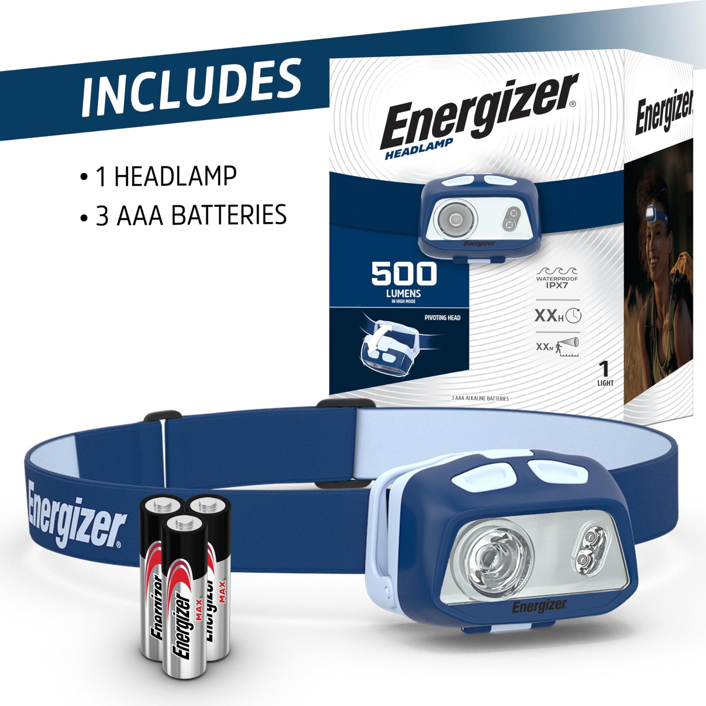 Energizer 500 Lumen LED Headlamp, Waterproof