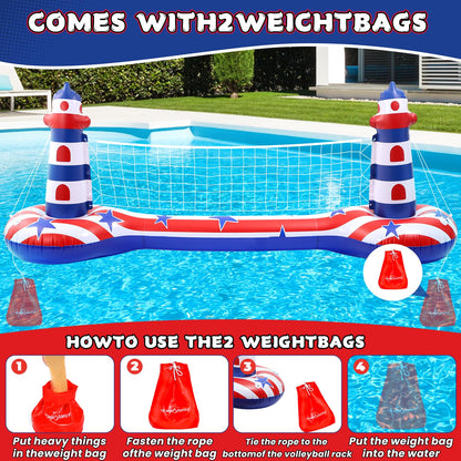Inflatable Pool Float Set with Volleyball & Basketball