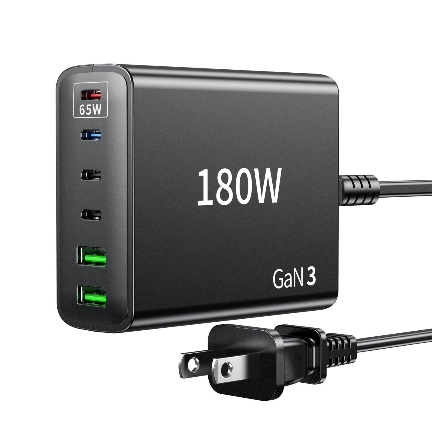 USB C Fast Charger 180W 6 Port GaN3 USB C Charger Compatible with Laptop,ipad, iPhone 14 13 12 11 Pro Max Fast Charging Blocks Pixel Note Galaxy MacBook Pro/Air USB C Charger Block Sumsung Android