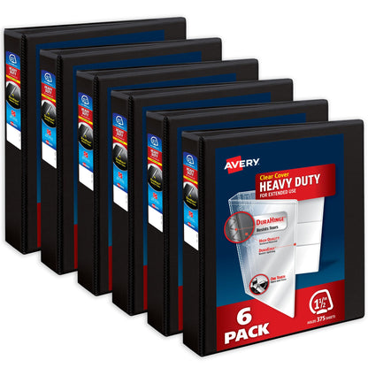 Avery Heavy-Duty 3 Ring Binders, 375 Sheets, 6-Pack