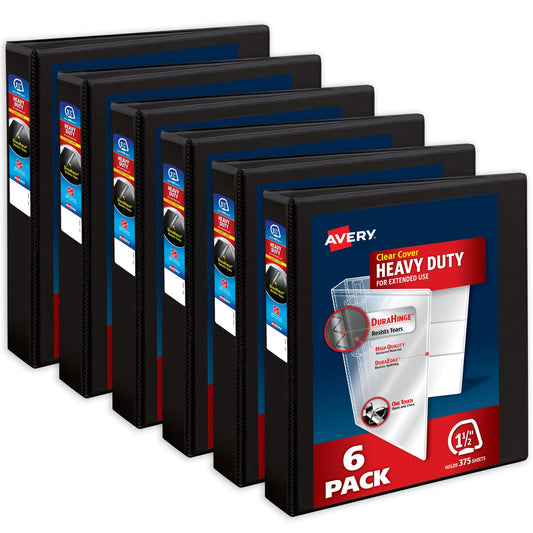 Avery Heavy-Duty 3 Ring Binders, 375 Sheets, 6-Pack