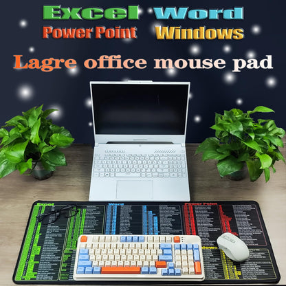 Large Waterproof Mouse Pad with Keyboard Shortcuts