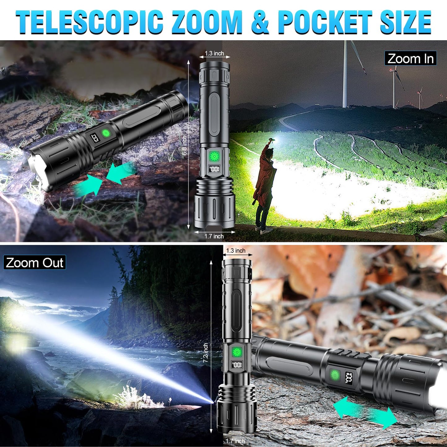 20000 Lumens Hoxida Rechargeable LED Flashlight