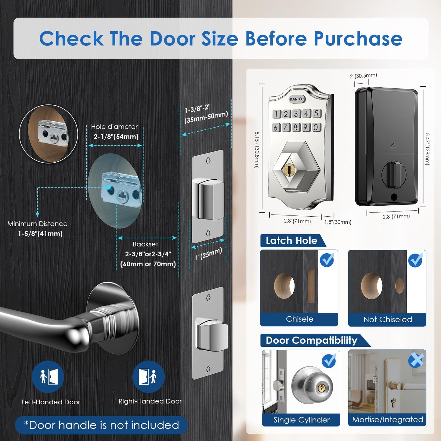 KANFOX Keyless Entry Smart Door Lock Deadbolt