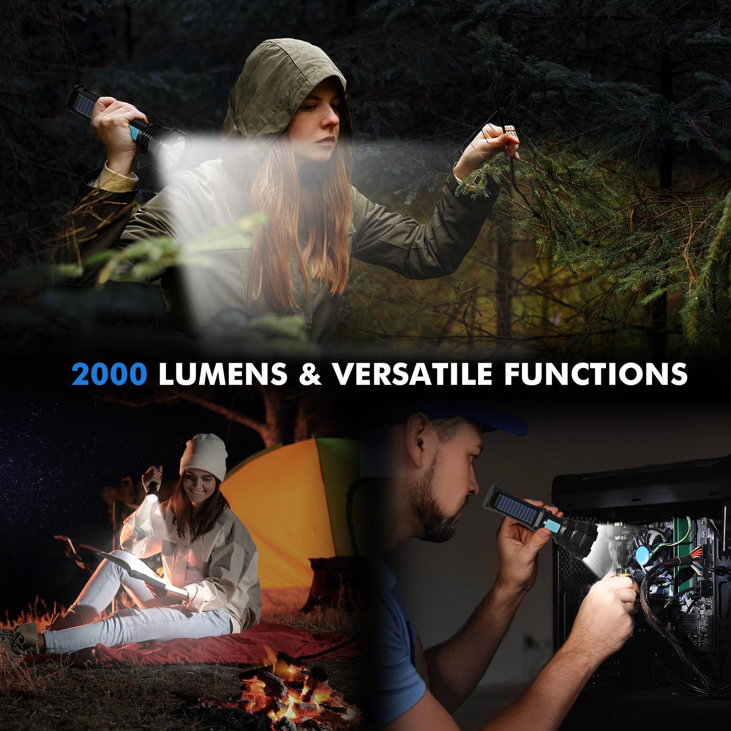 Rumiom Rechargeable LED Flashlight with Strobe Light