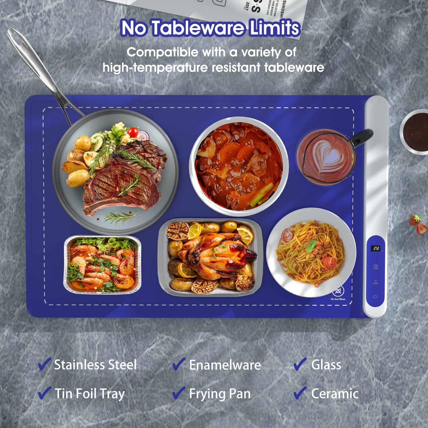 Food Warming Mat with 5 Temperature Settings