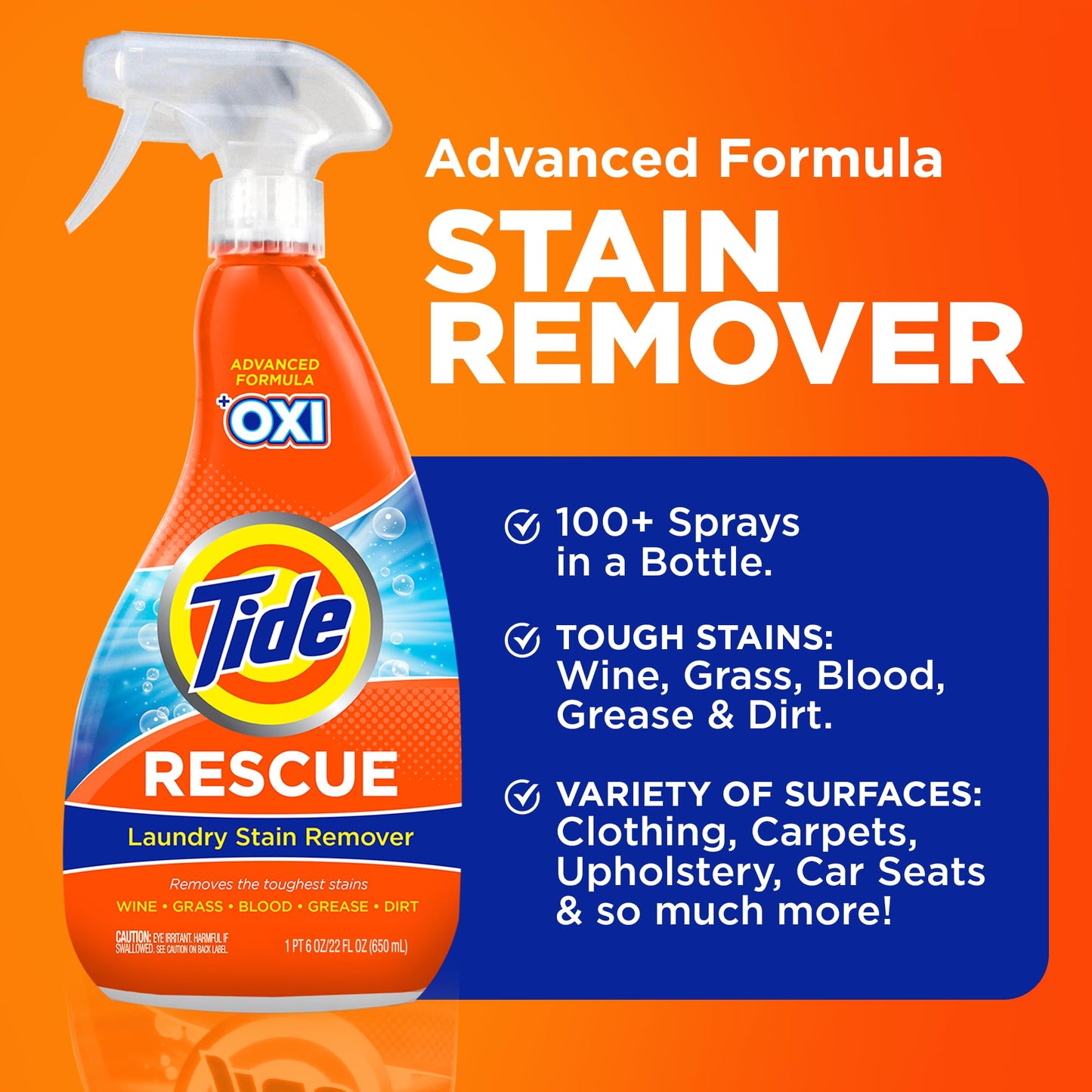 2 Pack Tide Stain Remover Spray for Tough Stains