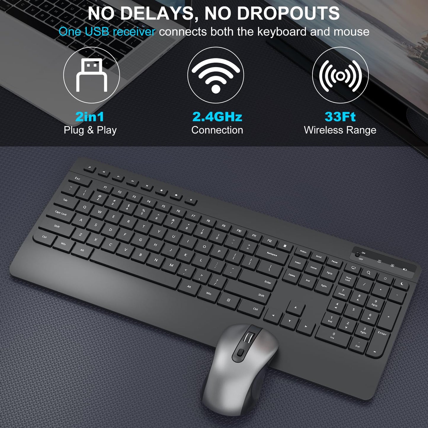 Wireless Ergonomic Keyboard and Mouse Combo