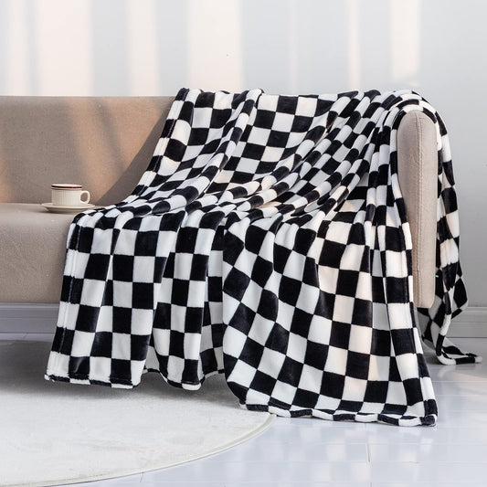 LOMAO Flannel Throw Blanket, Checkerboard Pattern