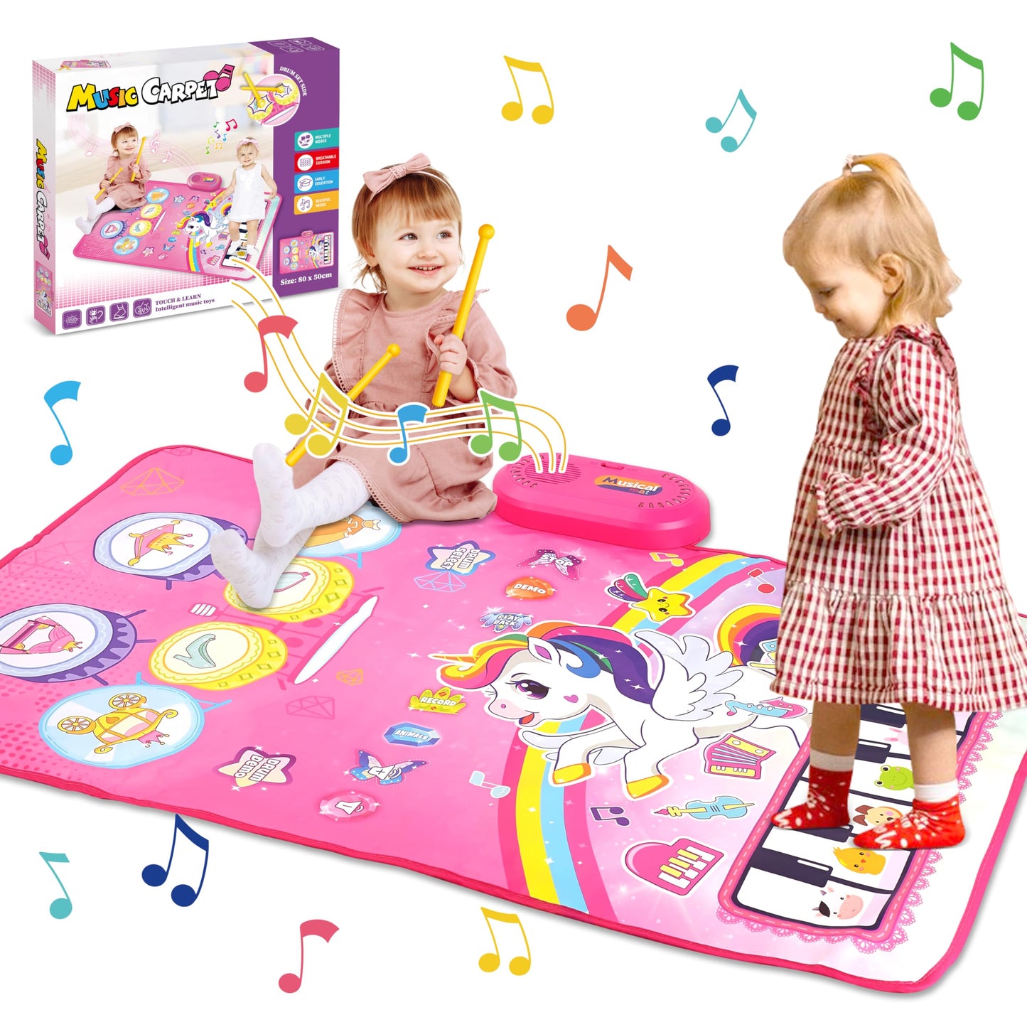 Unicorn Piano Drum Play Mat for Toddlers