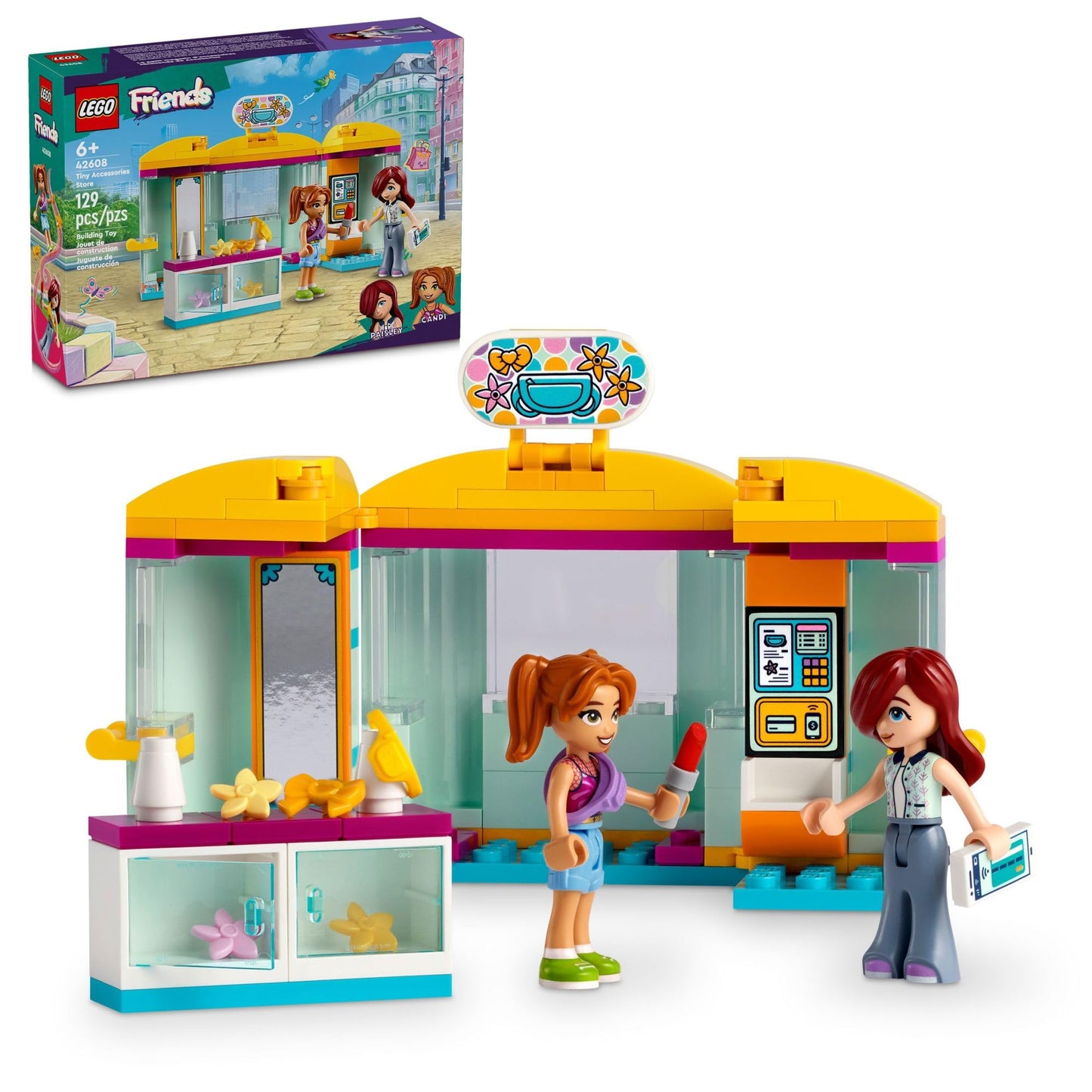 LEGO Friends Tiny Accessories Store and Beauty Shop Toy, Pretend Playset for Kids, Paisley and Candi Mini-Doll Characters and Mini Dolls Accessories, Great Gift for 6 Year Old Girls and Boys, 42608