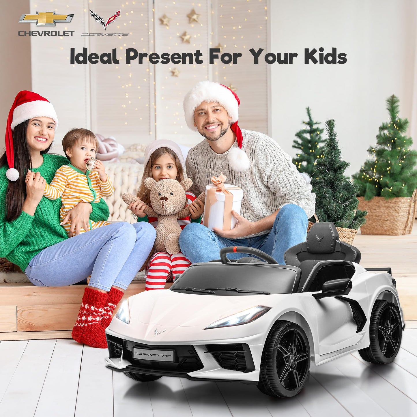 FUNTOK Corvette C8 Kids Electric Car with Remote