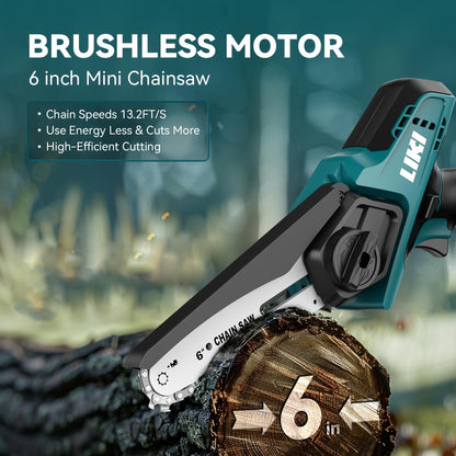 LIKI 6-Inch Mini Cordless Chainsaw for Trimming