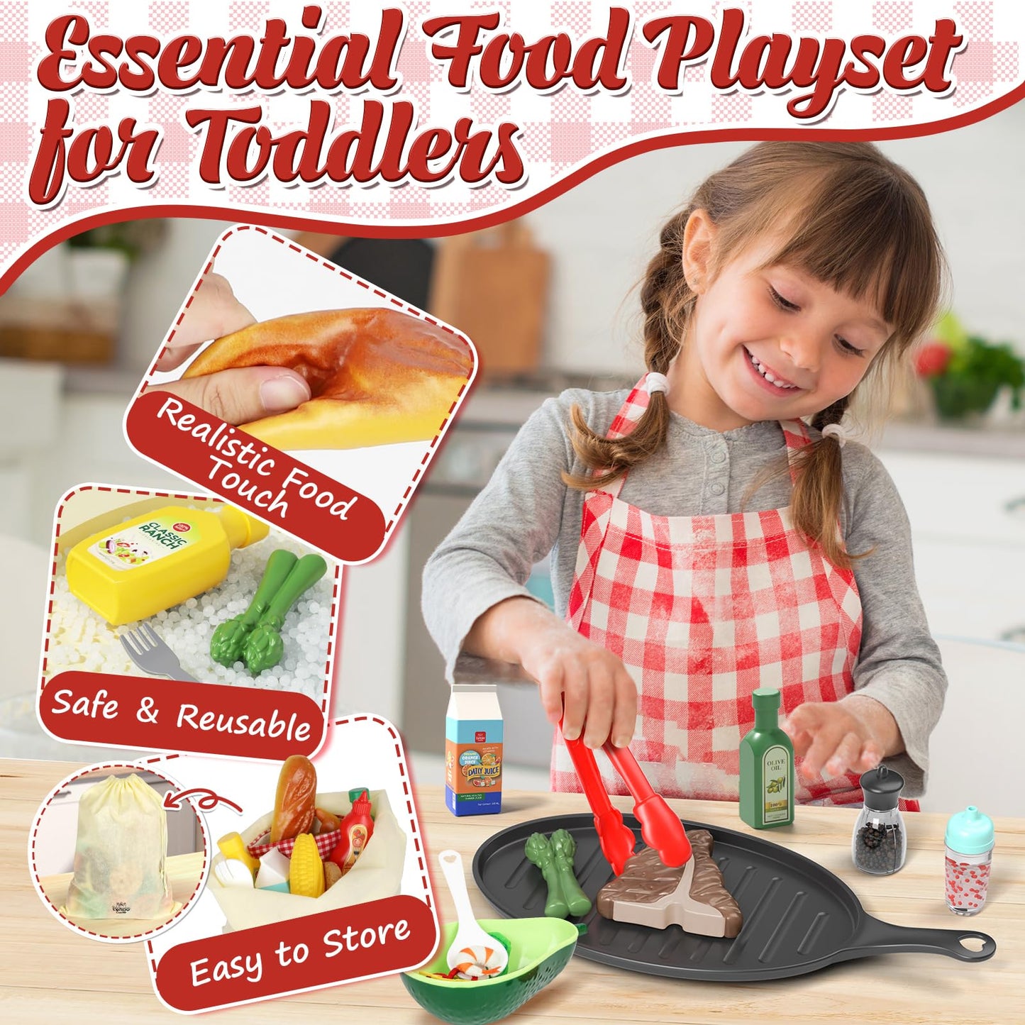 Play Food Set for Kids Kitchen Fun