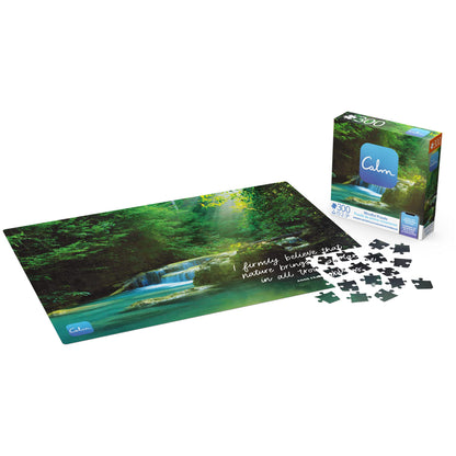 SPIN MASTER GAMES 300-Piece Calm Jigsaw Puzzle for Relaxation, Stress Relief, and Mood Elevation, for Adults and Kids Ages 8 and up, Hidden Waterfalls