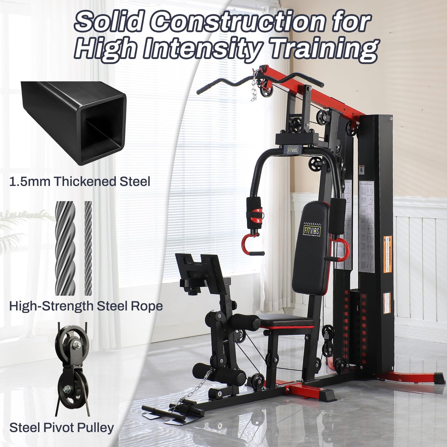 Fitvids Multifunctional Home Gym Equipment with 160 lbs Weight Stack